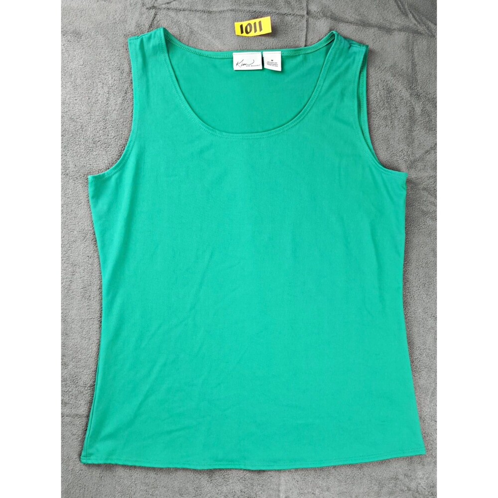 Kim Rogers Women's M Green Solid Scoop Neck Knit Stretch Sleeveless Tank Top